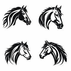 Horse (Horse Head Silhouette). simple minimalist isolated in white background vector illustration