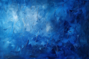 Abstract triangle background acrylic painting in blue, Generative AI