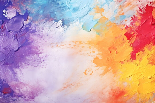 Watercolor splash color abstract pattern with bright colored paint strokes over white background in varied brushwork techniques style
