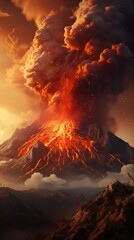 A powerful volcanic eruption in the daytime