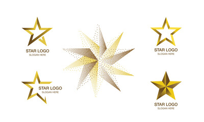 Obraz premium Gold Star Logo Vector in elegant Style with Star abstract symbol. White Background