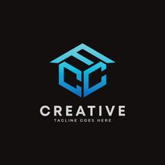 Letter FCC hexagon vector of house building logo design