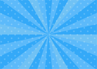 Obraz premium かわいいポップなドットの集中線 青 水色 横 横長