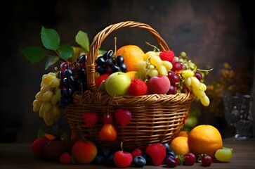 Obraz premium basket with fruits.generative ai