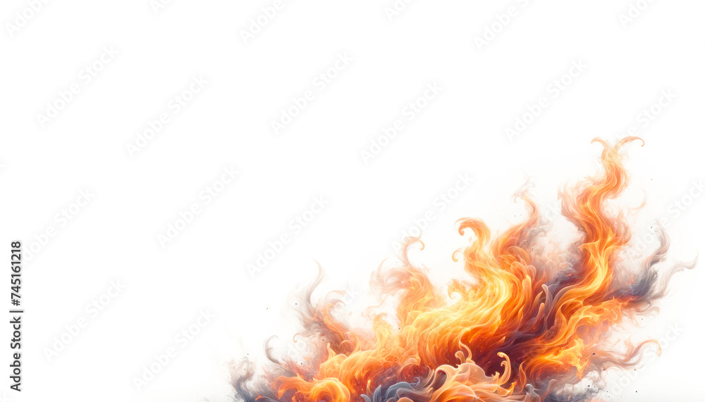 Poster ethereal orange flames on a soft gradient background. abstract fire texture. generative ai