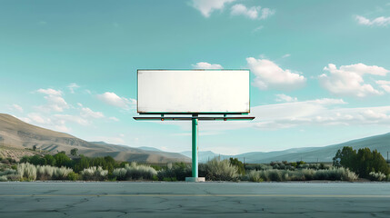 blank billboard mockup with tall pole