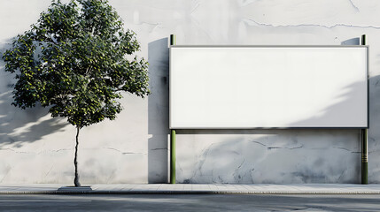 A mockup of a large empty billboard sits on the side of the road