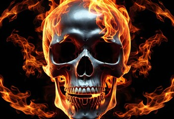 scary skull with fire