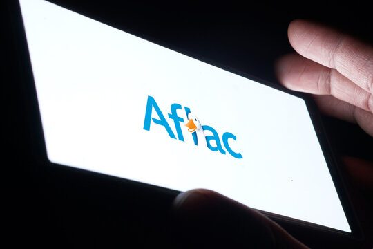 Dhaka, Bangladesh- 11 March 2024: Aflac logo is displayed on smartphone.