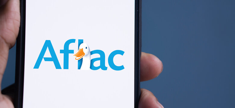 Dhaka, Bangladesh- 11 March 2024: Aflac logo is displayed on smartphone.