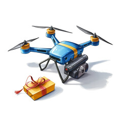 A drone icon that delivers gift