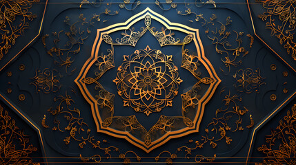 Naklejka premium Beautiful bright background on the theme of the Muslim, Arabic holiday of Ramadan with its attributes. AI Generated