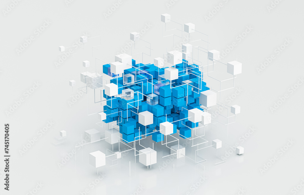 Aufkleber Abstract futuristic innovation business technology background with isometric 3d cube. 3d rendering.