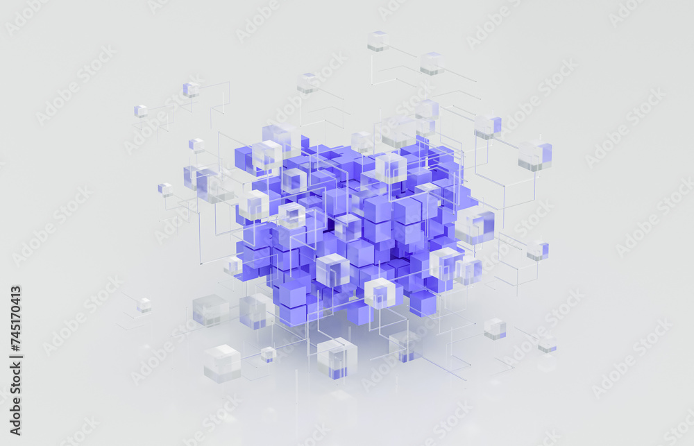 Aufkleber Abstract futuristic innovation business technology background with isometric 3d cube. 3d rendering.
