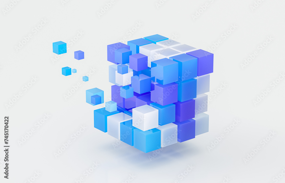 Aufkleber Abstract futuristic innovation business technology background with isometric 3d cube. 3d rendering.