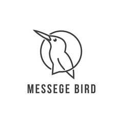 bird  with chat bubble logo vector. Message Bird logo concept
