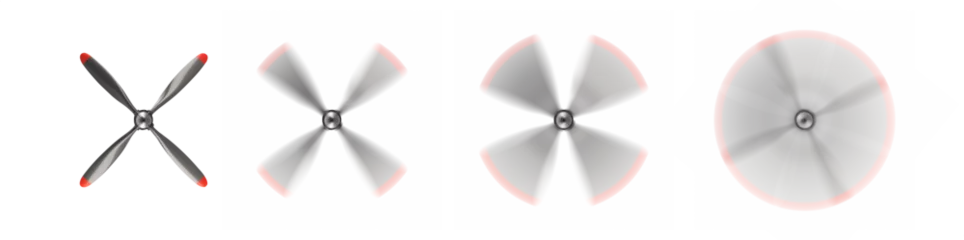 Fotobehang four bladed propeller with many speed versions. Pen tool cutout. Isolated transparent PNG. Fan propeller. Airplane propeller. Spinning propeller. © Mr. PNG