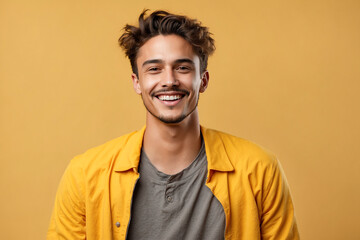 Obraz premium portrait of a man smiling on yellow background