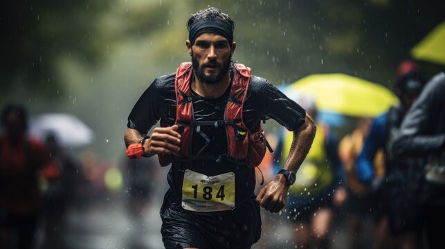 runners in a rainy race in the rain