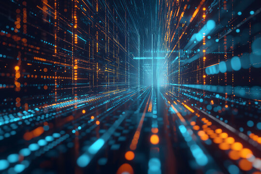 Fast fibre internet computer cable transmitting broadband telecommunication services through a cloud based global communication big data centre, stock illustration image