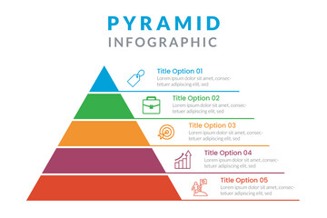 pyramid infographic template with 5 list, multipurpose layout vector for presentation, banner, brochure, flyer, etc.