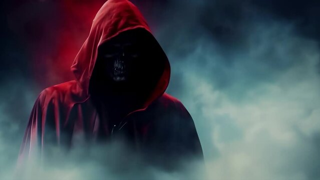 Halloween red hooded demon with fog generative ai