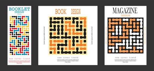 Geometric composition. A set of colored cover pages for a book, a catalog magazine. A template for a banner, poster and brochure. An abstract version of modern design