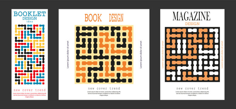 Geometric composition. A set of colored cover pages for a book, a catalog magazine. A template for a banner, poster and brochure. An abstract version of modern design