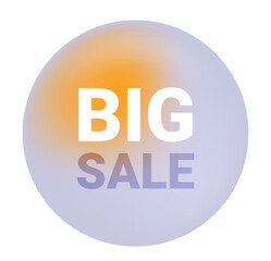 Big sale glass label on isolated background. Discount round icon