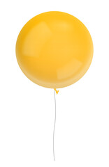 Realistic round yellow balloon on isolated background. 3D vector illustration