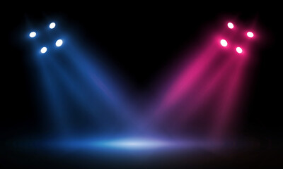Colorful lights on the stage light floodlights vector design.