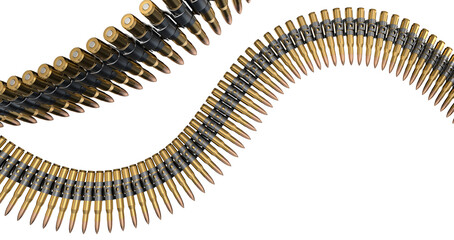 bullets in ammo belt 3d illustration render
