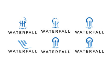 set of waterfall logo design creative idea