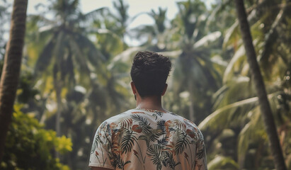 traveler in the tropical forest