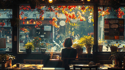 Quiet moments in bustling coffee shops, magazine-style intimate storytelling - (1) - obrazy, fototapety, plakaty