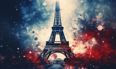 A bright picture with the sights of Paris. splashes of color. An emotional picture. - obrazy, fototapety, plakaty