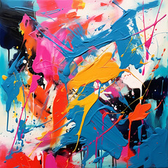 Abstract painting with bold strokes of color.
