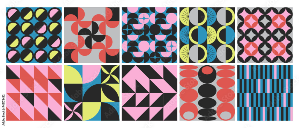 Poster minimalist geometric poster set with simple minimal vector pattern. abstract shapes backgrounds in m