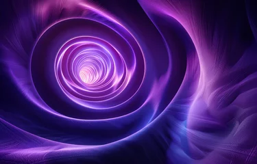 Foto op Aluminium Surreal violet waves with sparkling particles, creating an abstract cosmic landscape. © CamiloA