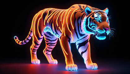 A Neon lightning Tiger, Metal Body