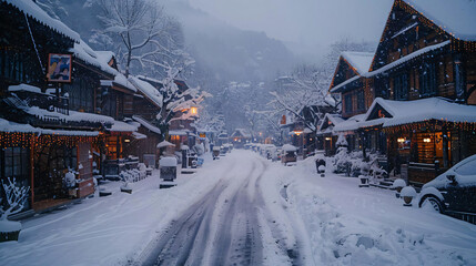 The peacefulness of snow-covered small towns, documentary style - - obrazy, fototapety, plakaty