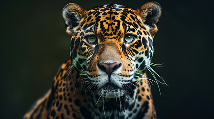 close up image of a jaguar with its face looking forward