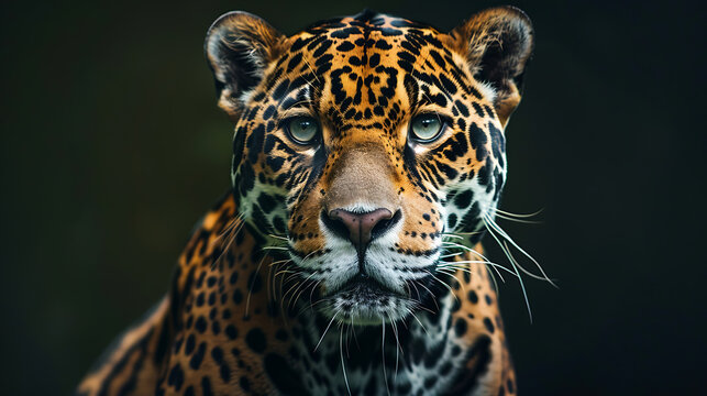 close up image of a jaguar with its face looking forward