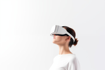 Woman Experiencing Virtual Reality with Smart Glasses, Future Technology Concept