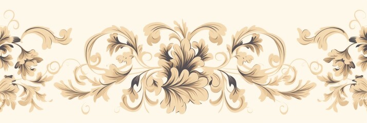 A Beige wallpaper with ornate design, in the style of victorian, repeating pattern vector illustration