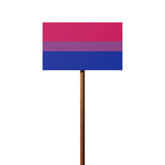 Schild mit der Bisexuell-Flagge