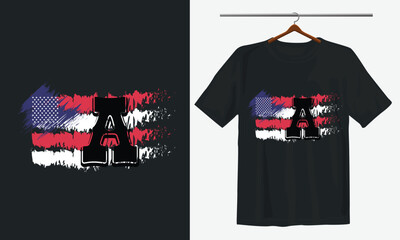 US flag  t shirt design full vector