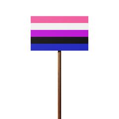 Schild mit der Genderfluid-Flagge