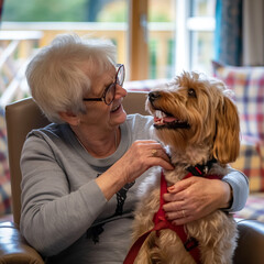 Dog therapy, integration in a social care home for the elderly with a dog, development support, joy and mood improvement