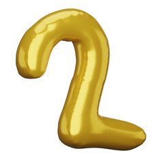Number 2. 3D Number. Number sign. Number golden. balloon Number.